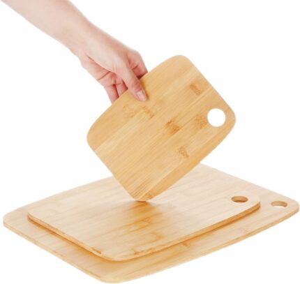 Bamboo cutting board with deep juice groove close-up