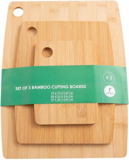 Bamboo cutting board set of 3 in small, medium and extra large sizes